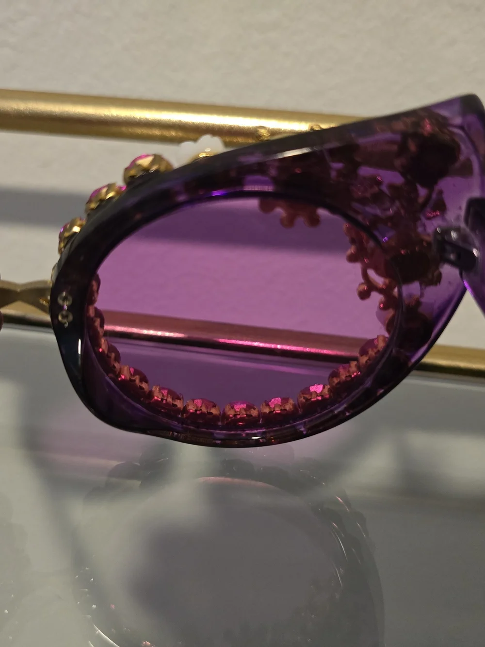 Embellished Purple Cat Eye Sunglasses with Rhinestones
